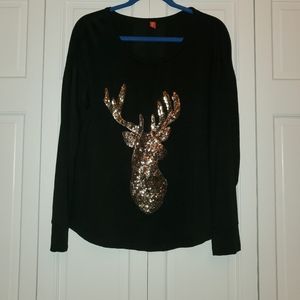 SOLD Sequined Deer Long Sleeve Top